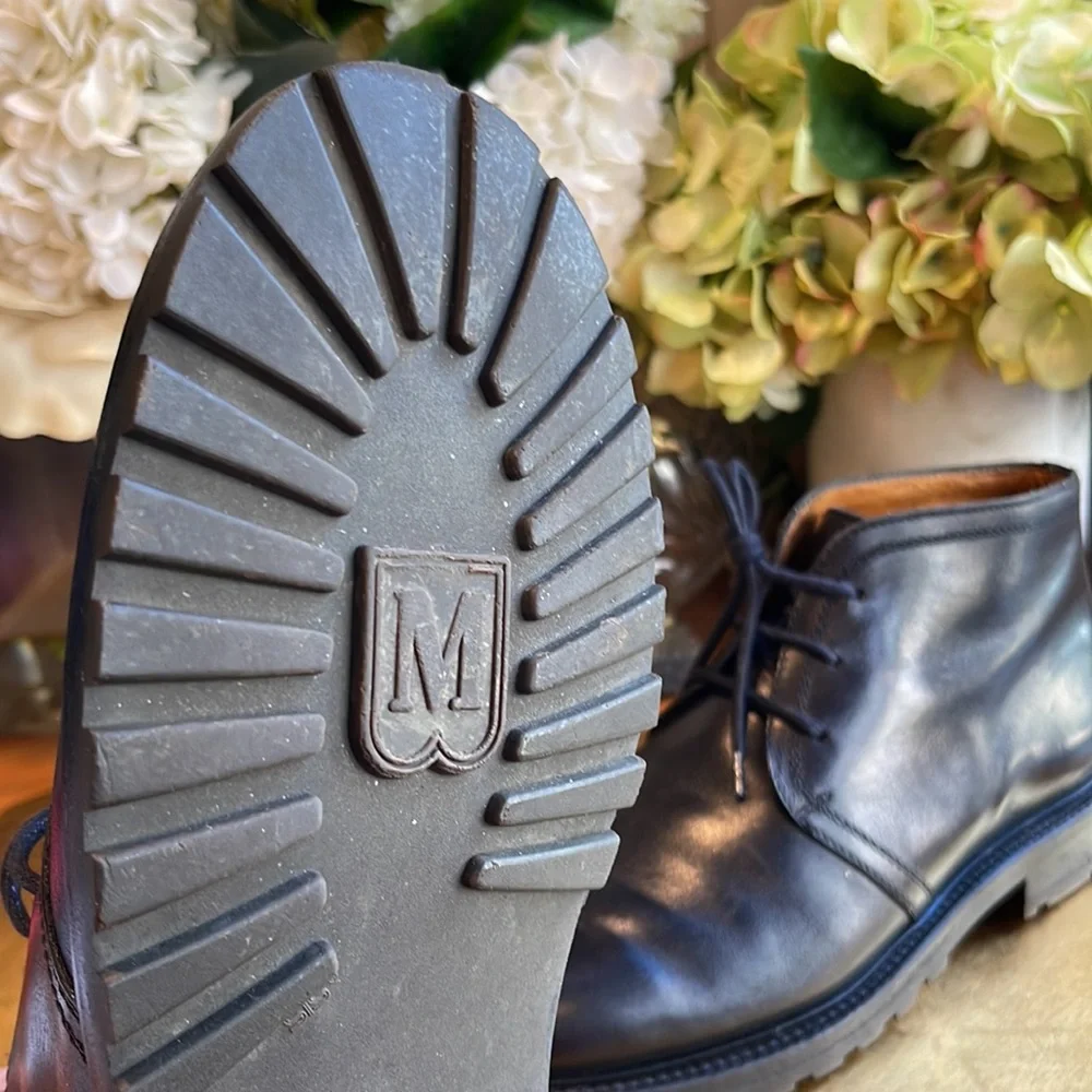 Vintage Bruno Magli Lug Sole Chukka Boot in Black Leather